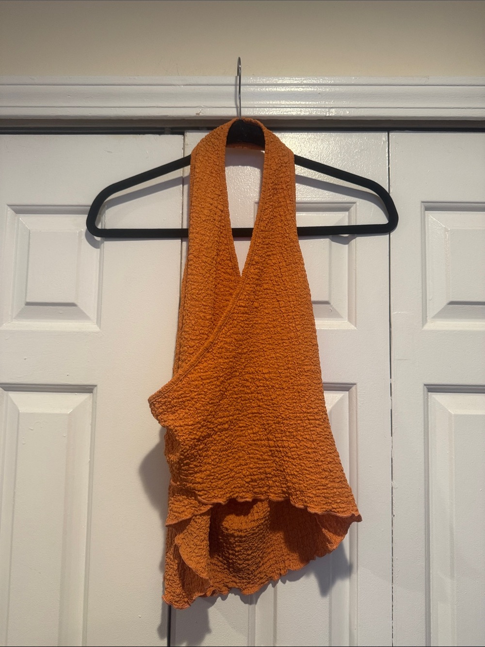 Women's Textured Halter Top in Burnt Orange